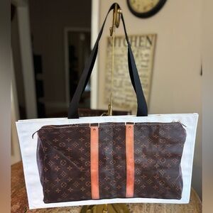 “Louie Vuitton” Print Reusable Vinyl Tote 19” x 12”